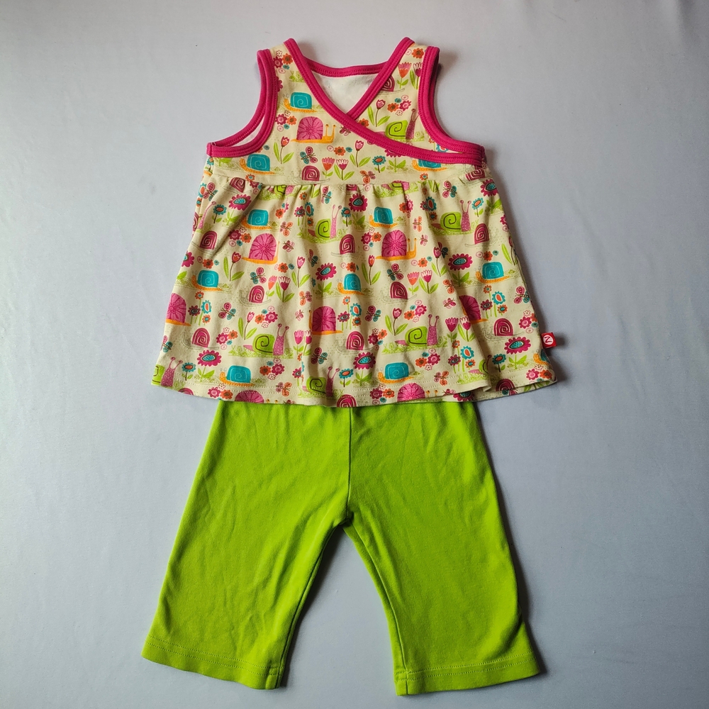 Zutano Baby Girl Colorful Outfit Fauna Fresa + Bright Green Pants